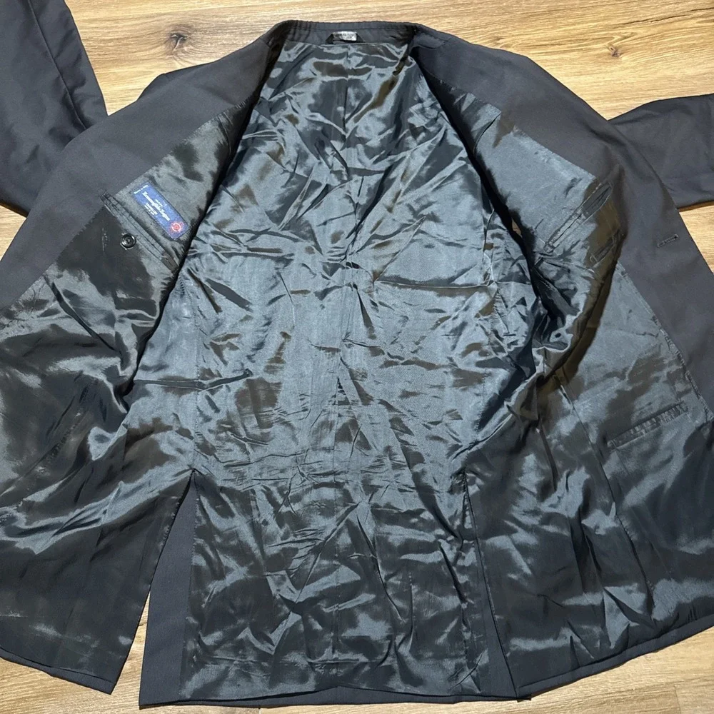 Ermenegildo Zegna Blazer Traveller Wool Silk Jacket Mens US 38R Black Italy Made